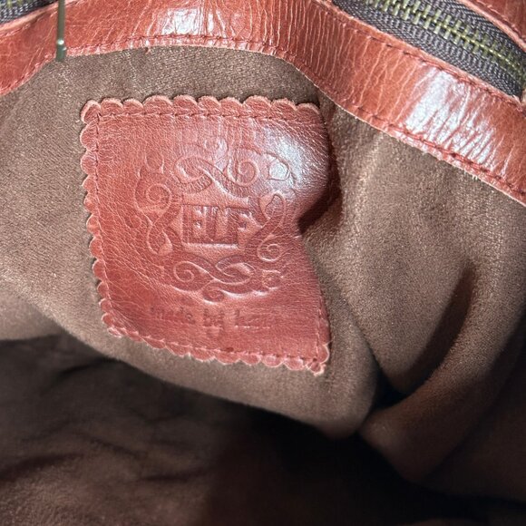 Bali Elf Women's Convertible Leather Backpack Bucket Bag Brown Checkerboard - Picture 7 of 7